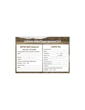 Landowner/Hunter Agreement HUNT SMART Card